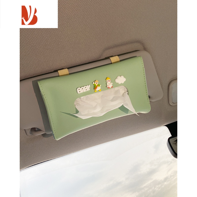 三维工匠适用长安糯玉米车载纸巾盒创意遮阳板袋车内扶手箱多纸巾包女 遮阳板纸巾盒-(小鸭子)