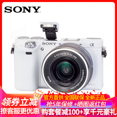 索尼（SONY）Alpha6000/ILCE-6000L/a6000/A6000L微单数码相机16-50mm镜头套装2430万像素WIFI分享Vlog拍摄白色礼包版