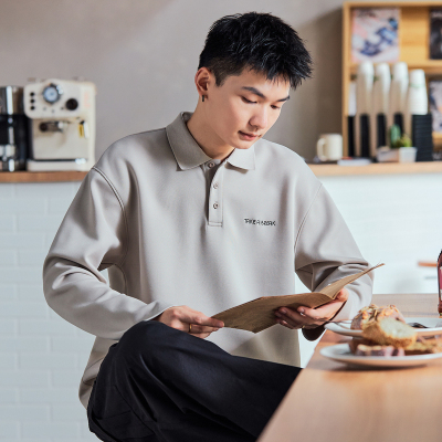 [3件8.5折101.9元,叠加优惠券]唐狮春秋季新款长袖Polo衫男士宽松简约上衣有带翻领t恤潮牌