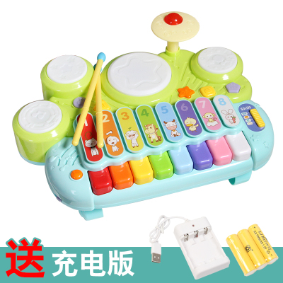 宝宝电子琴炎玩具0-1-3岁婴幼儿童小钢琴儿童初学者女孩木琴谷雨电子琴充电版充电器+充电电池