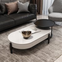 现代简约高低茶几小户型个性多功能升降折叠家具创意时尚椭圆形