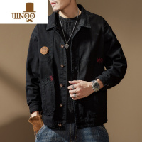 YANXU高端美式复古工装夹克男士新款休闲宽松牛仔猎装外套
