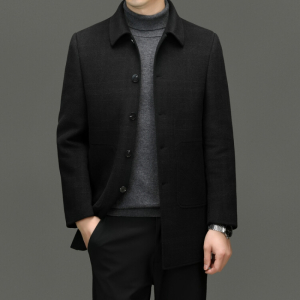 花花公子品牌高档可拆羽绒内胆中长款男士羊毛呢大衣翻领休闲男装外套加厚