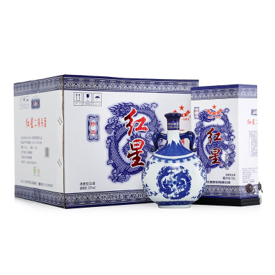 可开发票保证正品-红星二锅头白酒52度青花瓷珍品清香型750ml*6瓶整箱装