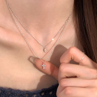 纯银双层十字架叠戴锁骨链女款高级感适合夏天戴的项链精致送女朋友老婆情人节七夕生日礼物