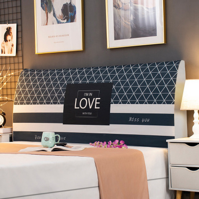 床头套罩北欧风格全包通用防尘软包保护床靠背简约现代木 蓝色格子 高度50-65*长度120cm通用款