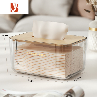 三维工匠桌面纸巾盒家用客厅轻奢风创意抽纸盒餐巾茶几收纳盒简约盒子 透明白[轻奢复古 透明可视]