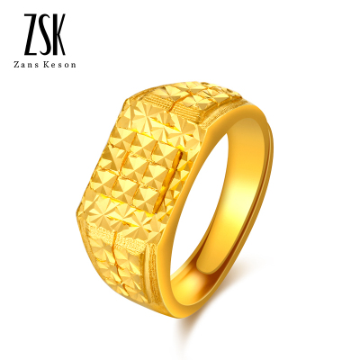 ZSK珠宝黄金戒指男富贵齐缘喷砂满天星活口999足金男士金戒指正品显大气黄金饰品珠宝首饰送男友（计价）10.62克