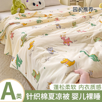 ins针织棉夏凉被A类宝宝夏被春秋被可机洗儿童单豆纤维空调被_341