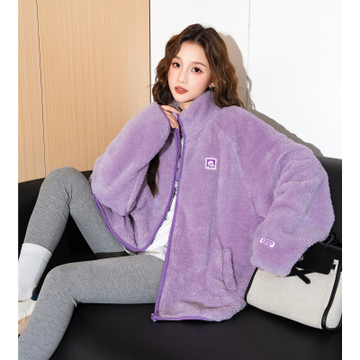 [3件8.5折161.4元,叠加优惠券]唐狮秋冬新款摇粒绒外套女撞色立领时尚潮流宽松超好看上衣