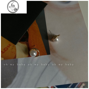 JiMi没有耳洞也能戴 金边珍珠耳钉耳夹简约气质百搭复古淑女银针