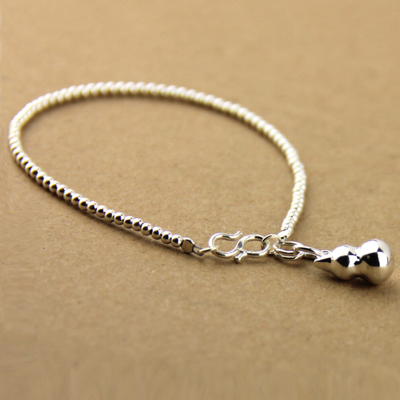 云岭人家原创 2mm银珠手链女款925纯银手链女细手链 小葫芦/福禄送女朋友老婆情人节七夕生日礼物