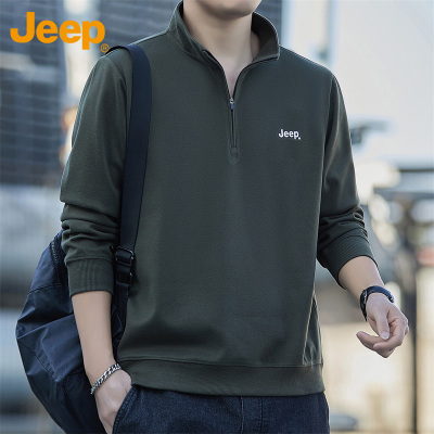 Jeep吉普男士半拉链长袖卫衣秋季立领宽松舒适休闲运动百搭男装潮