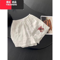 YIBUSHENG棉麻工装短裤女季薄款韩版高腰松紧腰休闲裤宽松显瘦a字阔腿裤