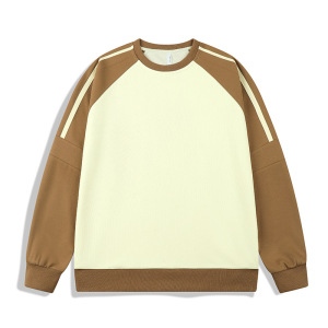 卫衣男春秋季新款潮牌拼色男士圆领卫衣宽松落肩条纹百搭上衣