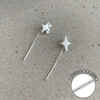 纯银不对称四芒星耳线2025新款高级感小流苏耳环气质耳饰送女朋友老婆情人节七夕生日礼物