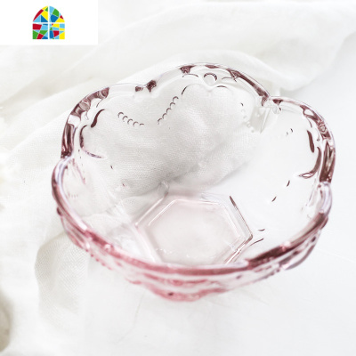 韩式桃心浮小碗 创意水果甜品点心碗 FENGHOU 粉色桃心玻璃盘