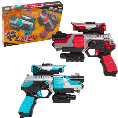 迪邦双人对战红外线亲子互动对战玩具儿童电动连发手声光震动激光两把装玩具红外线亲子对战双