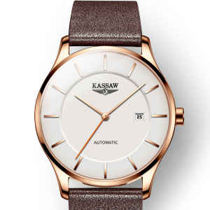 卡梭(KASSAW)手表男女自动机械表皮带日历防水潮流男表ins风简约女表时尚商务休闲腕表情侣表K863GL