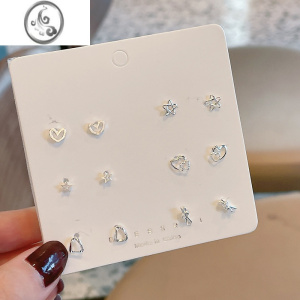 JiMis925银银迷你一周星爱心小耳钉女2022新款潮星星耳环小众学生耳饰