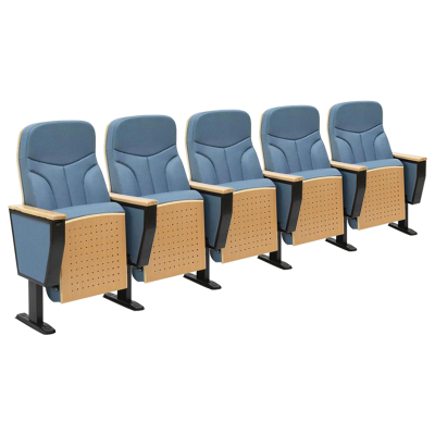 臻远ZY-LTY-60礼堂椅剧院椅会议室椅子蓝灰色不带前写字板五人位