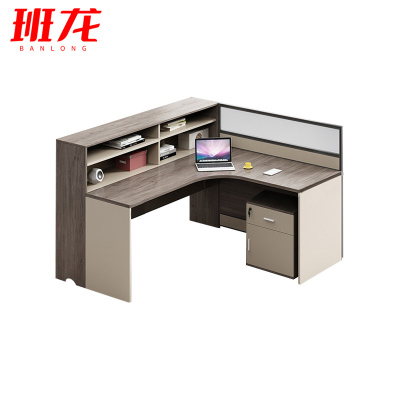 班龙屏风办公桌单人位+柜套