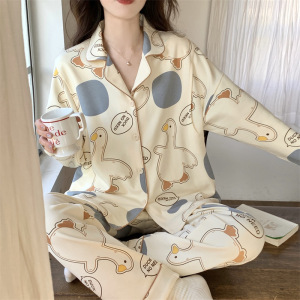 孕妇月子服睡衣女士秋冬季长袖开衫翻领产妇产后哺乳期家居服套装