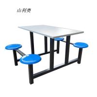 山利奥餐桌食堂学校连体4人位员工饭堂餐厅不锈钢定制餐桌椅 套