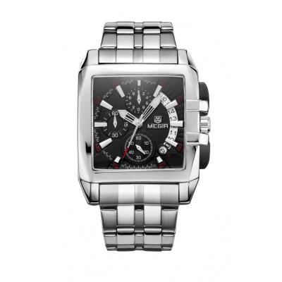 MEGIR美格尔男士运动户外正方形钢带手表多功能时尚计时男表同款同款同款