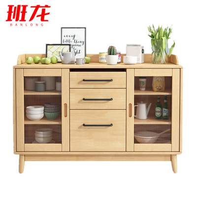 班龙茶水柜三门原木色台