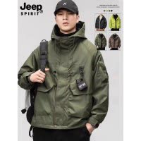 吉普可拆卸三合一冲锋衣男士外套春秋季2025新款防风内胆工装夹克
