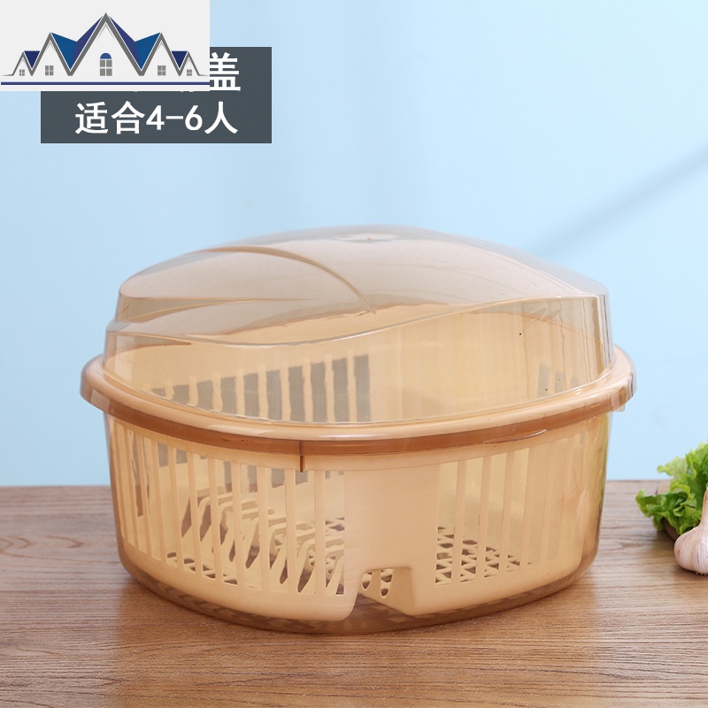 透明带盖碗柜碗架沥水架家用翻盖放碗箱碗筷收纳盒碗盒有盖大小号 三维工匠收纳层架