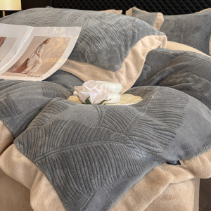 A类母婴级冬季5D花牛奶绒四件套双面绒床单床笠款套件加厚保暖