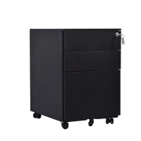 晋舰 活动柜矮柜储物柜文件柜资料柜挂劳柜带锁带轮小柜 静夜黑侧拉手手