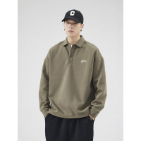 |卫衣男早秋季新款宽松套头长袖POLO衫男士潮流翻领打底衫