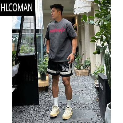 HLCOMAN美式潮牌设计感ins小众印花短袖T恤男款夏季高街半袖上衣