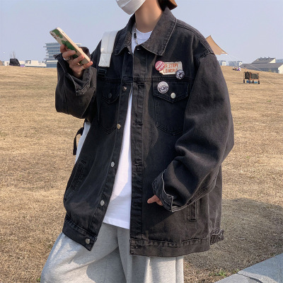 牛仔夹克男美式潮牌春秋新款宽松百搭青少年痞帅潮流夹克男士上衣
