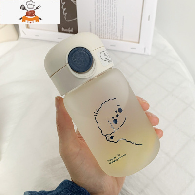 水杯女便携可爱吸管玻璃杯ins韩版简约清新森系少女心带网红杯子 敬平