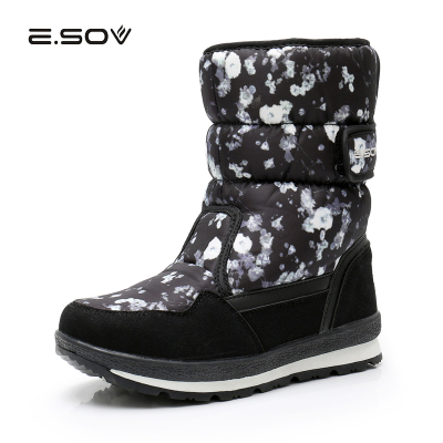 艾索维（E.SOV）冬季加厚保暖雪地鞋防水防滑雪地靴舒适中筒棉鞋户外女靴