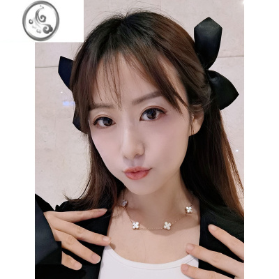 JiMi多花版四叶草项链双面钛钢金不掉色不过敏网红明星锁骨链女