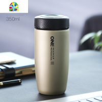 保温杯男士简约风办公室个性水杯便携创意潮流学生不锈钢泡茶杯子 FENGHOU 钢本色+杯套
