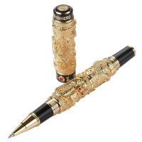 英雄(HERO) 钢笔 双龙戏珠 2000 金色 12K金尖墨水笔/签字笔