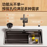 惠达HUIDA集福水槽TY90 TY90S 304不锈钢手工槽家用厨房洗菜盆纳米大单槽台中盆+飞雨抽拉龙头GL3