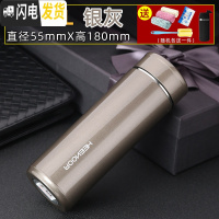 三维工匠保温杯大容量男女士304不锈钢水杯 便携过滤时尚车载泡茶杯子 7600[300]银闪灰