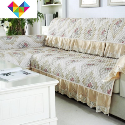 贵妃通用沙发垫套装组合套罩欧式家用现代新中式1.2.3单人。花漾米色90*180+90*240两片装御蓝锦