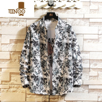 YANXU长袖印花衬衫男薄款日系港风ins潮牌百搭痞帅宽松衬衣外套