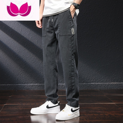 七斓2023春季新款直筒男士宽松松紧腰垂坠感潮流百搭休闲长裤子男