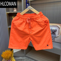 HLCOMAN夏季新款韩版糖果色刺绣短裤休闲修身百搭五分裤子男女同款沙滩裤
