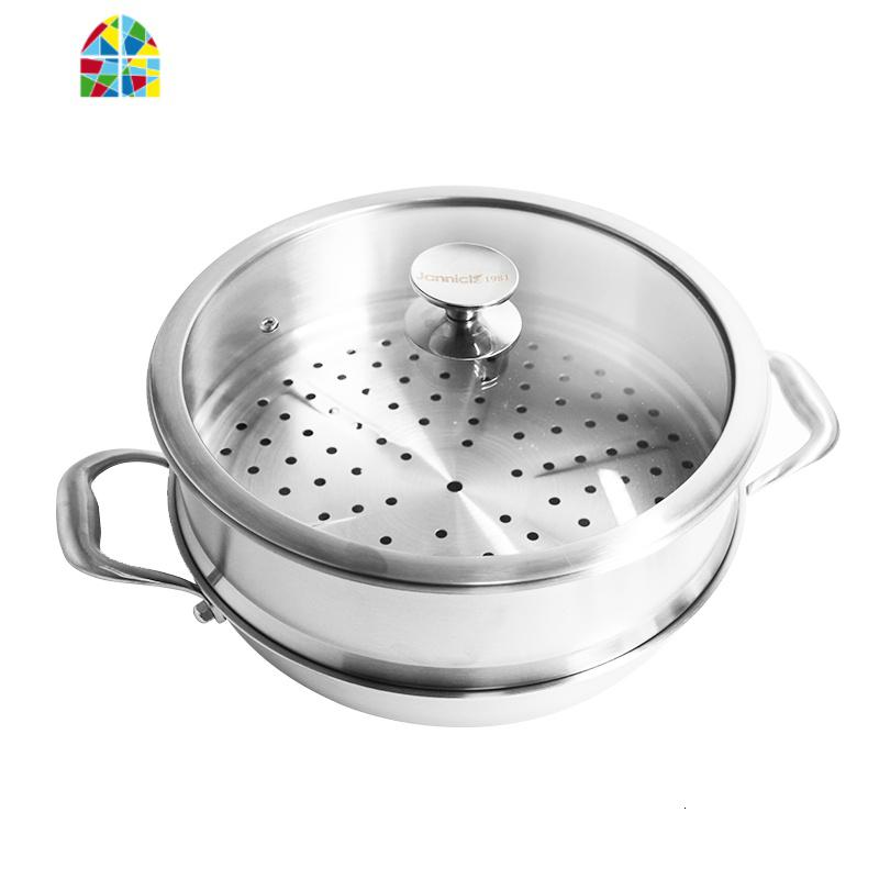 316不锈钢2层蒸锅加厚家用大汤锅电磁炉燃气厨房锅具32cm FENGHOU 双层不锈钢盖 32cm