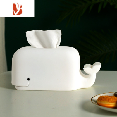 三维工匠儿童卡通可爱纸巾盒卧室桌面防摔可水洗抽纸收纳盒创意硅胶网红 白色鲸鱼(硅胶材质)